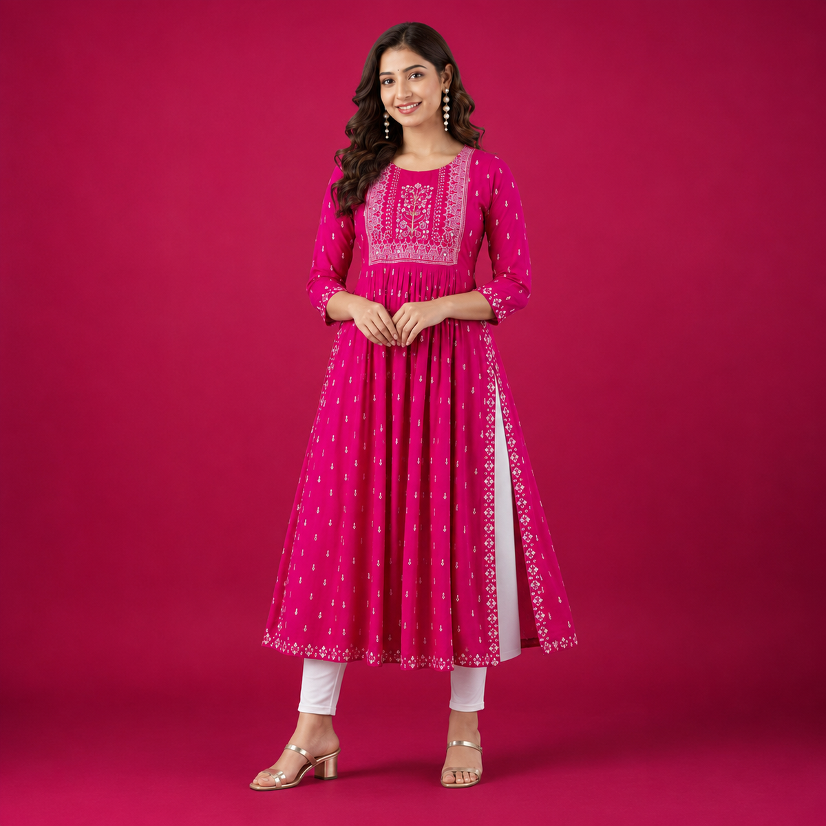Pink Embroidered Anarkali Kurta Set