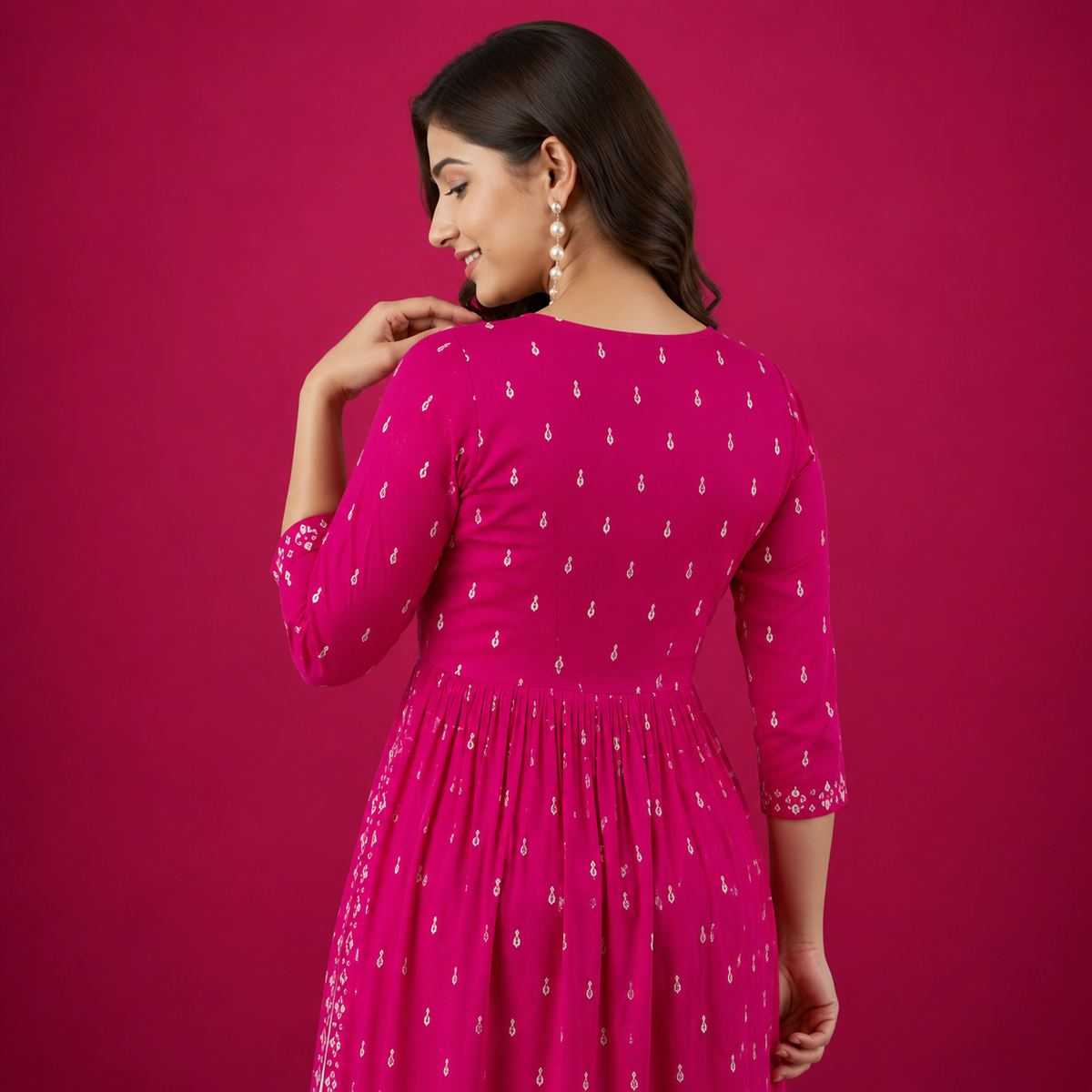 Pink Embroidered Anarkali Kurta Set