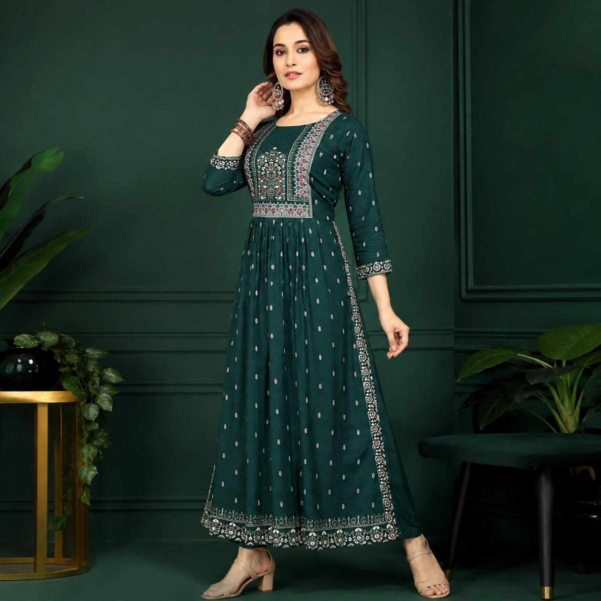 Pink Embroidered Anarkali Kurta Set