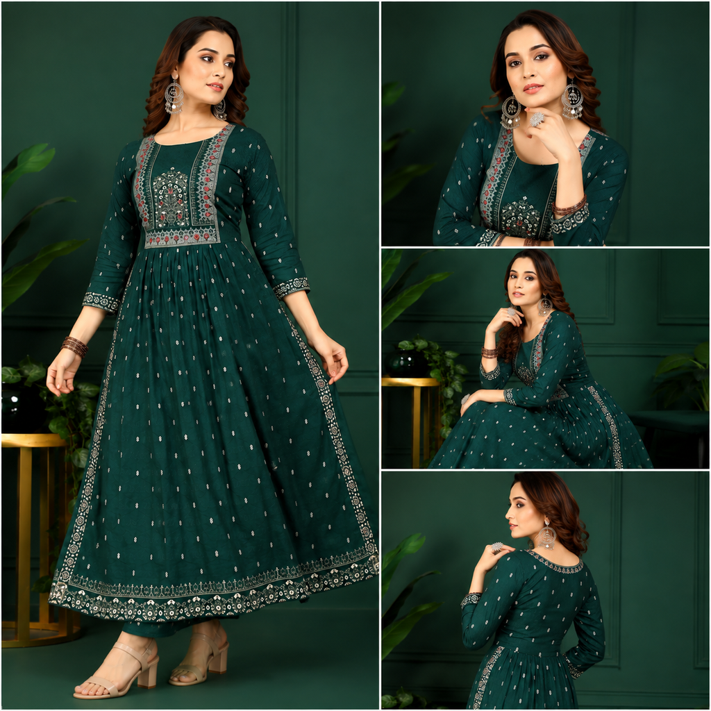 Pink Embroidered Anarkali Kurta Set