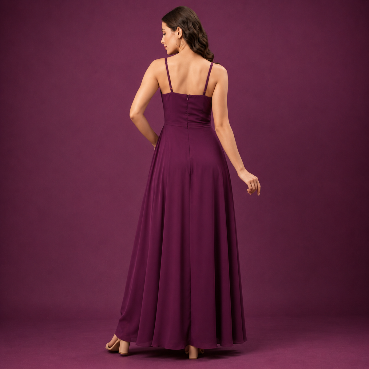 Women’s Black Wrap-Front Maxi Dress with Side Slit
