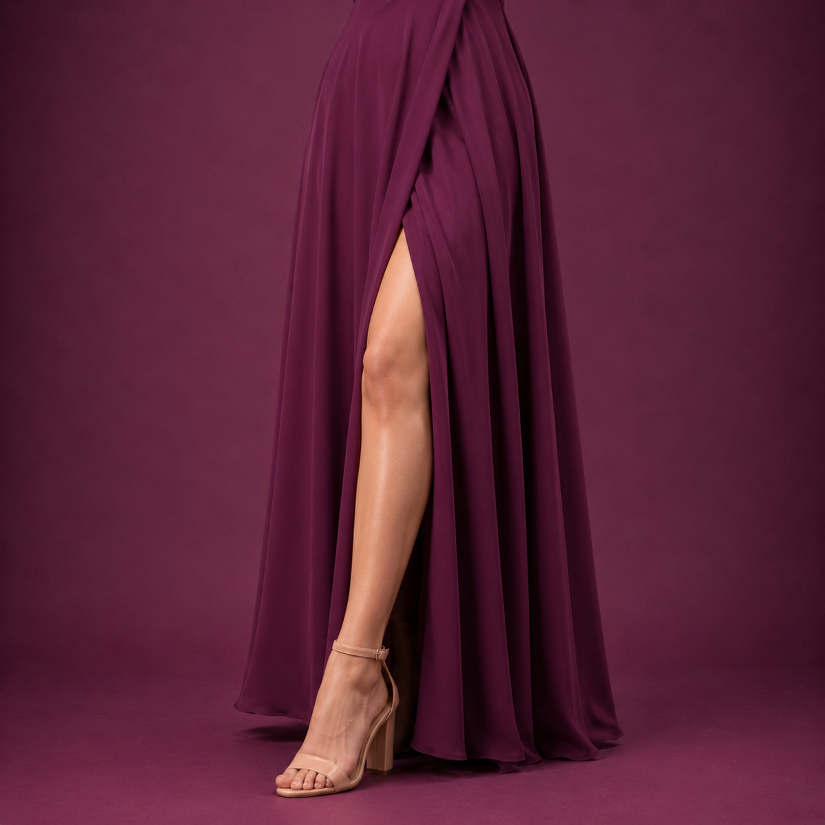 Women’s Black Wrap-Front Maxi Dress with Side Slit