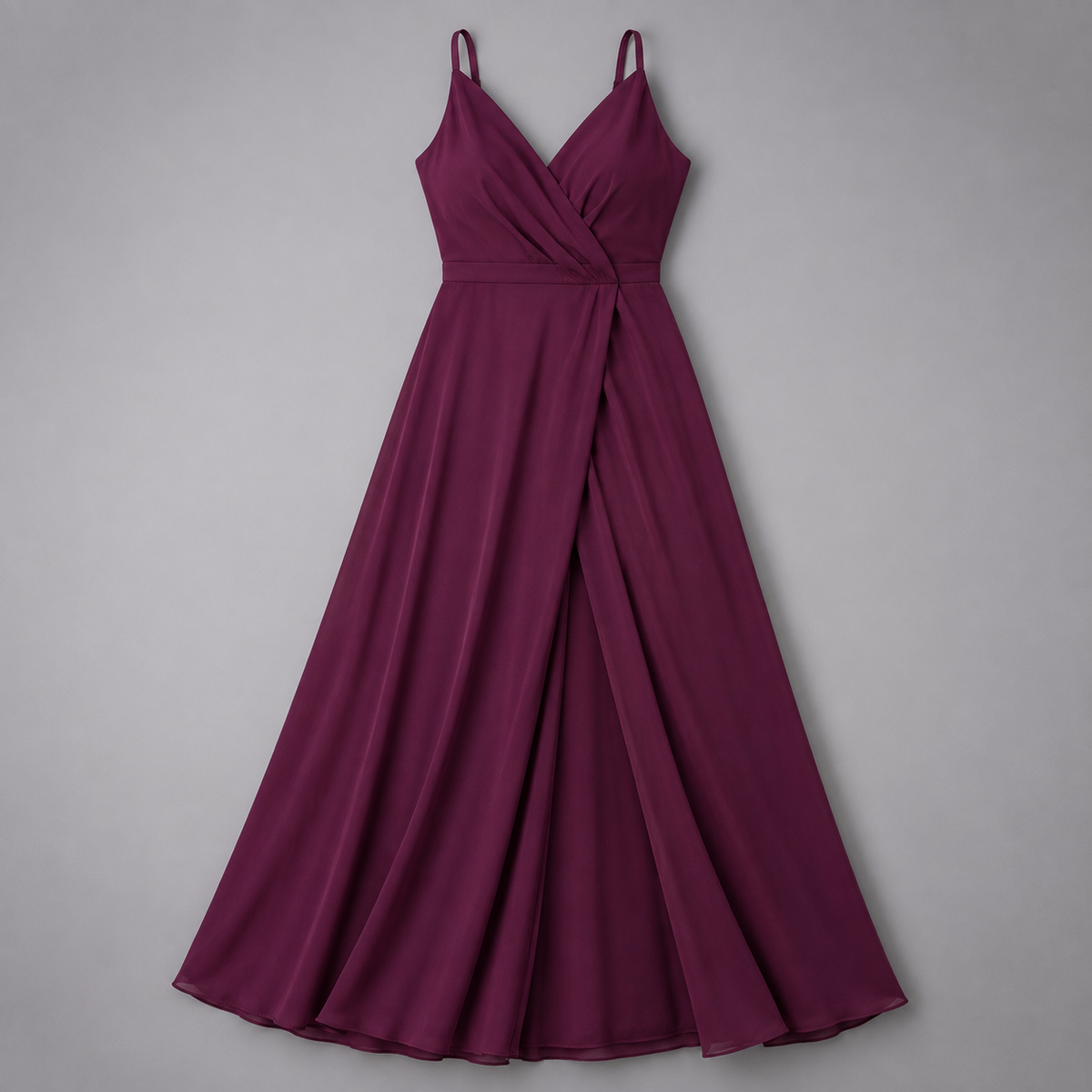 Women’s Black Wrap-Front Maxi Dress with Side Slit