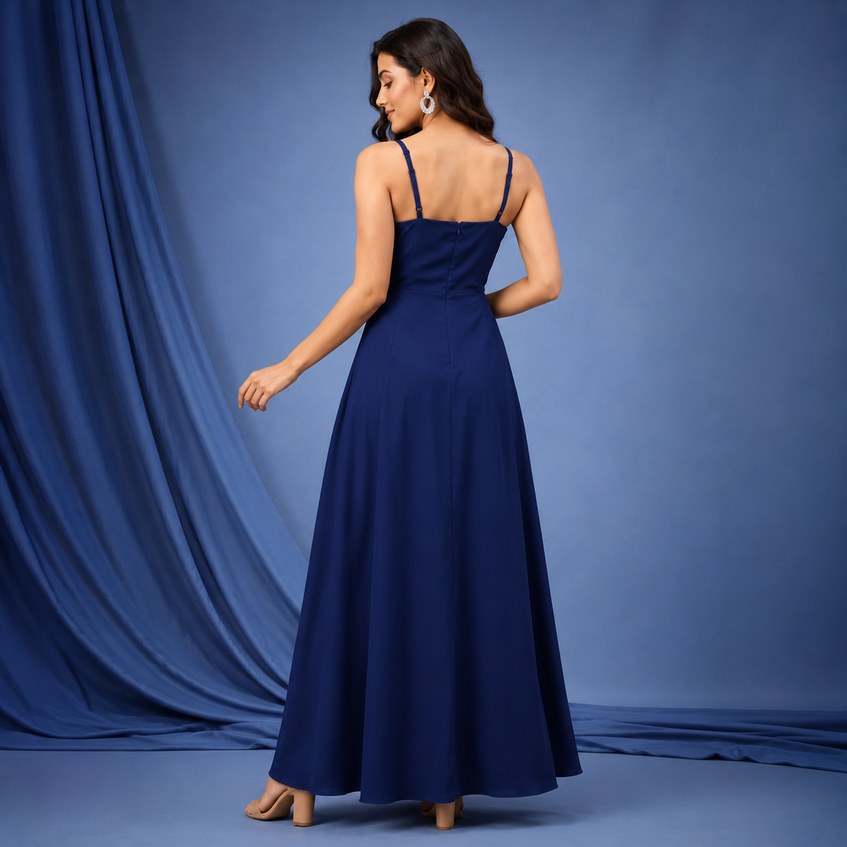 Women’s Black Wrap-Front Maxi Dress with Side Slit