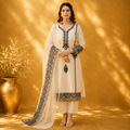 Nooré Black Embroidered Kurta Set with Dupatta